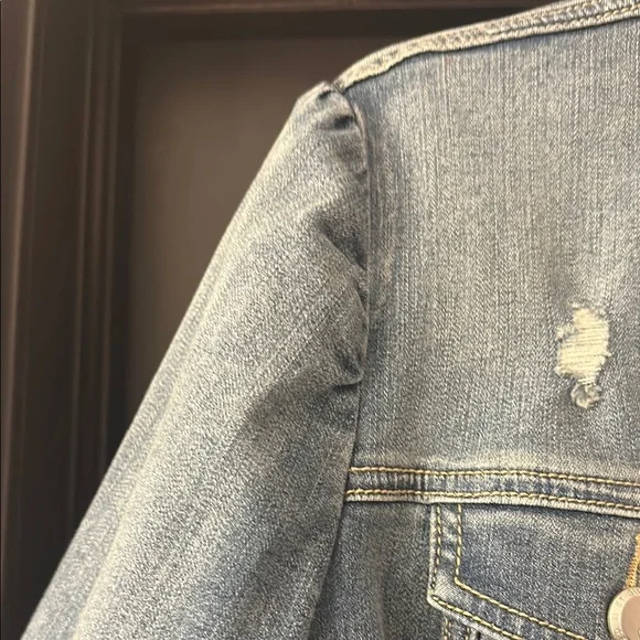 G by Guilana Distressed Light Blue Denim Jacket - Picture 3 of 5